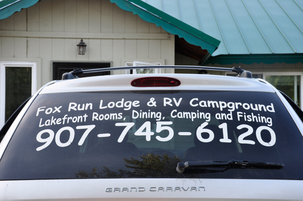 Fox Run Campground  ad on a car